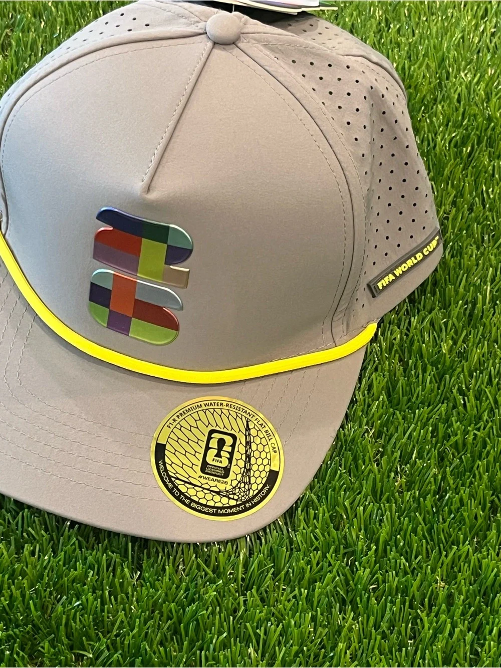 Official FIFA World Cup 2026 Flat Bill Snapback Rope Hat Gray / Yellow Trim NWT